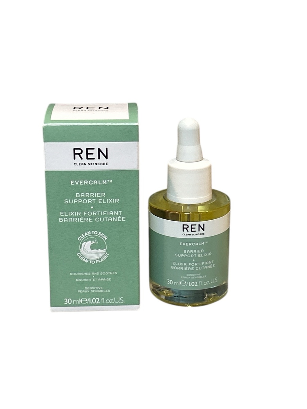 REN Clean Skincare Evercalm Barrier Support Elixir 30ml NEW